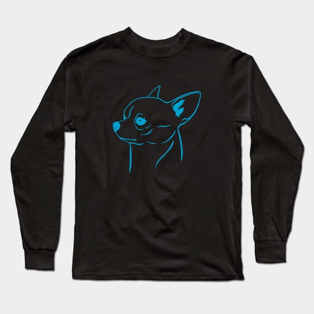 Chihuahua (Yellow and Sky Blue) Long Sleeve T-Shirt by illucalliart